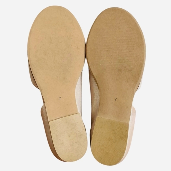 Anthropologie Souvenir D'Orsay Metallic Beige Leather Open Toe Flats Women’s 7 - Picture 7 of 7